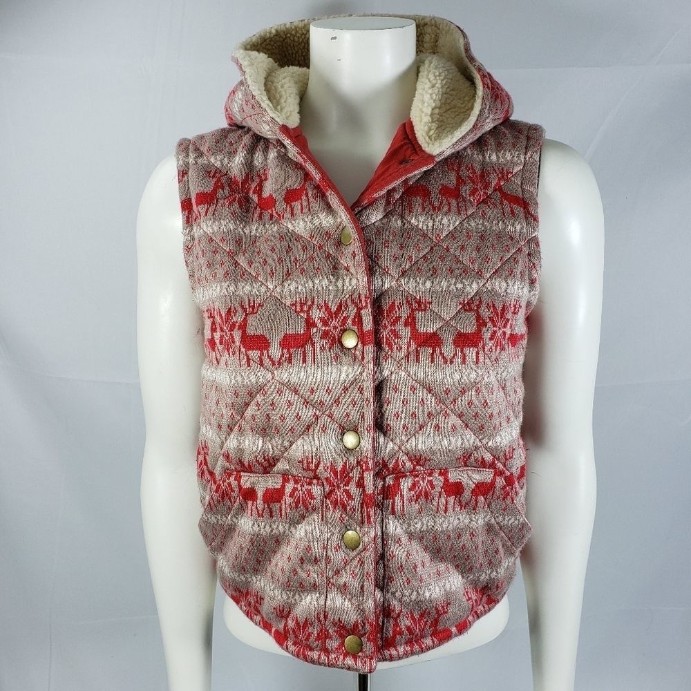 Free People quilted hooded vest jacket sz small
